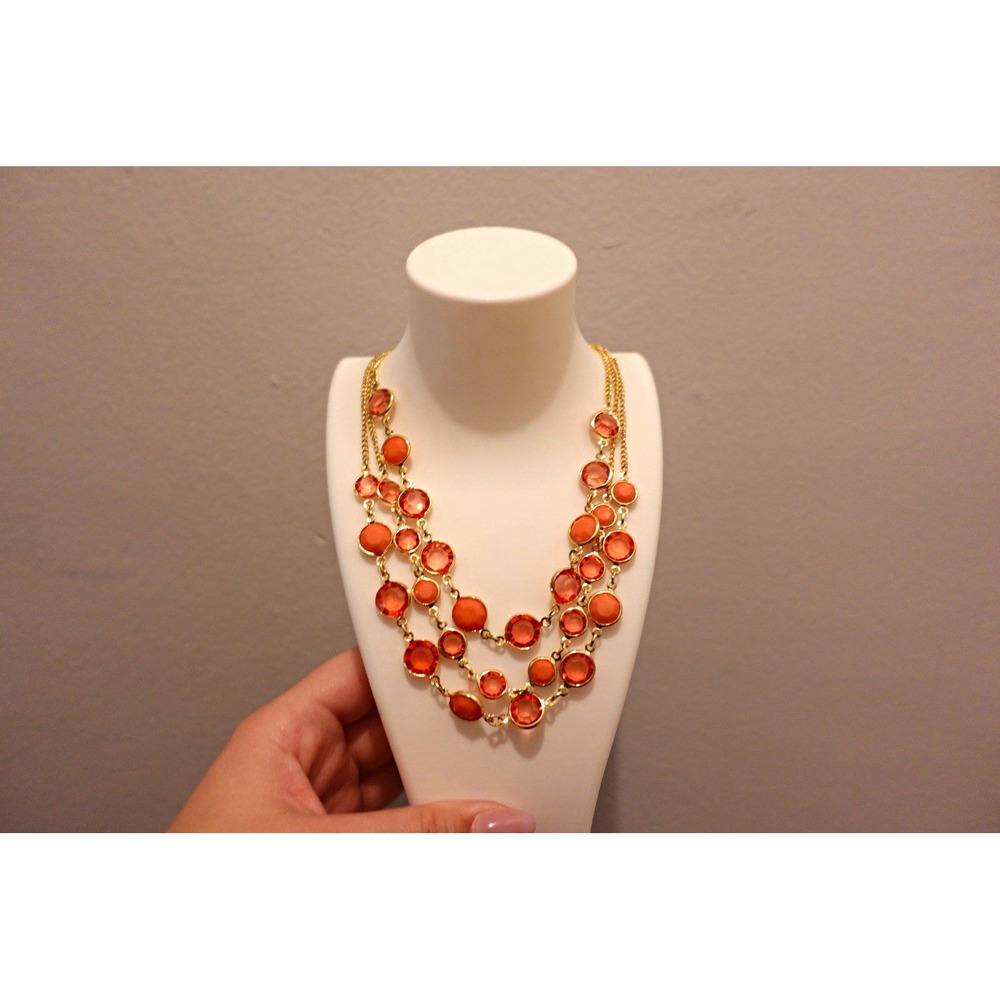 Gloria Vanderbilt Orange and gold layered necklace with orange circular beads